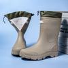 Unisex Mid-Calf Waterproof Drawstring Rain Boots - Lightweight Non-Slip Rubber Shoes