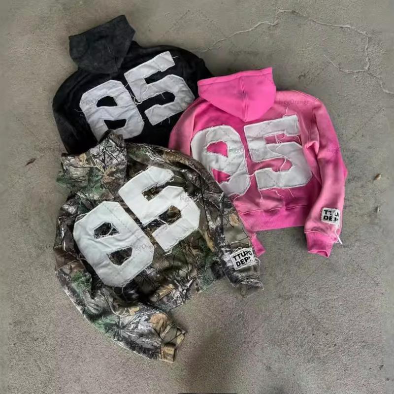 Europäischer und amerikanischer Y2K-Retro-Straßentrend mit Farbblockierung und Patch-Stickerei, lockerer Reißverschluss und Kapuzenpullover für Herren und Damen