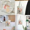 2pcs Cotton Canvas Bags Boho Floral Shoulder Bags Grocery Shopping Bag Reusable Tote Bag