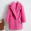 Fashion Women Solid Medium Turn-Down Collar Warm Plush Coat