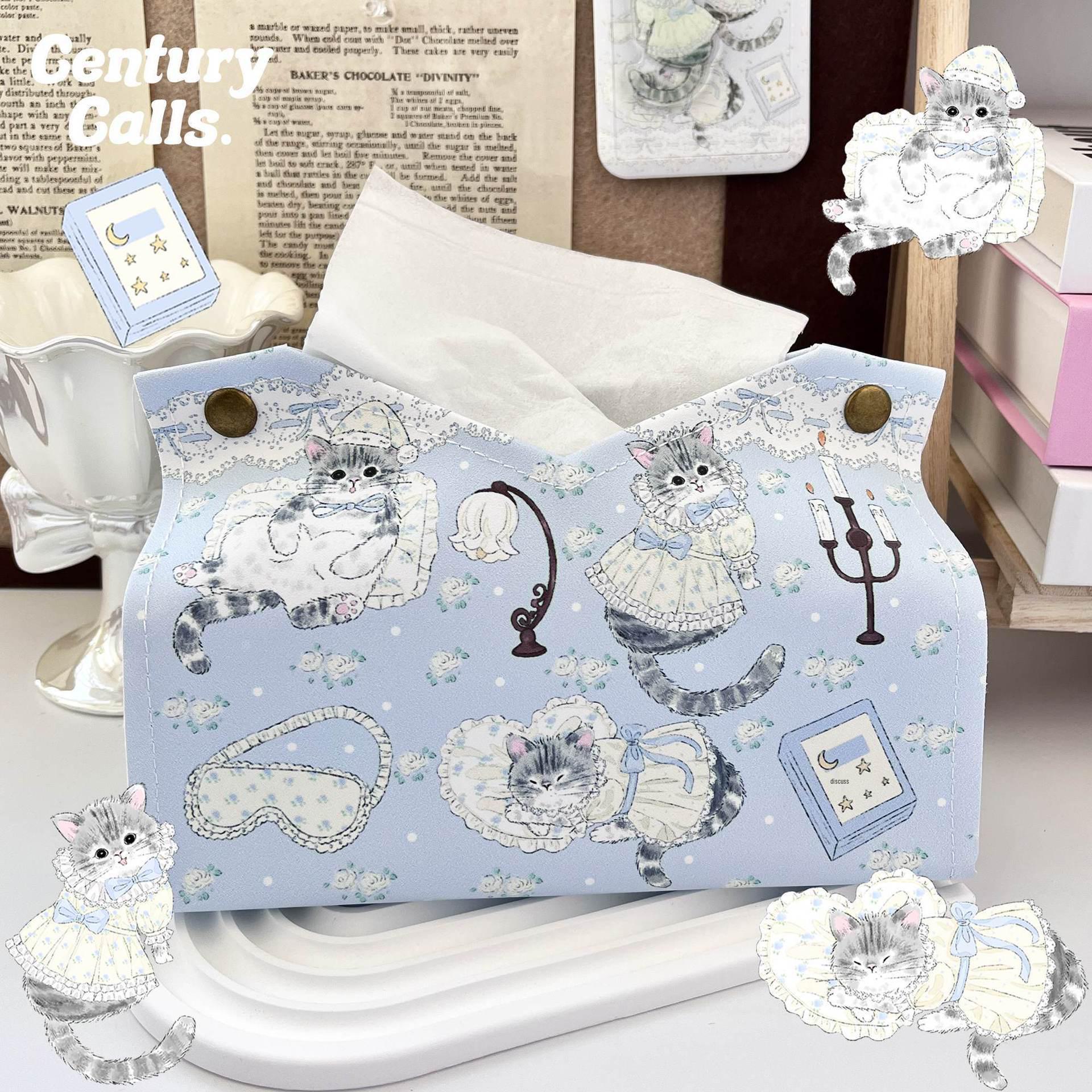 Charming Cat Tissue Box Holder – Creative Art Gift for Home & Car Storage