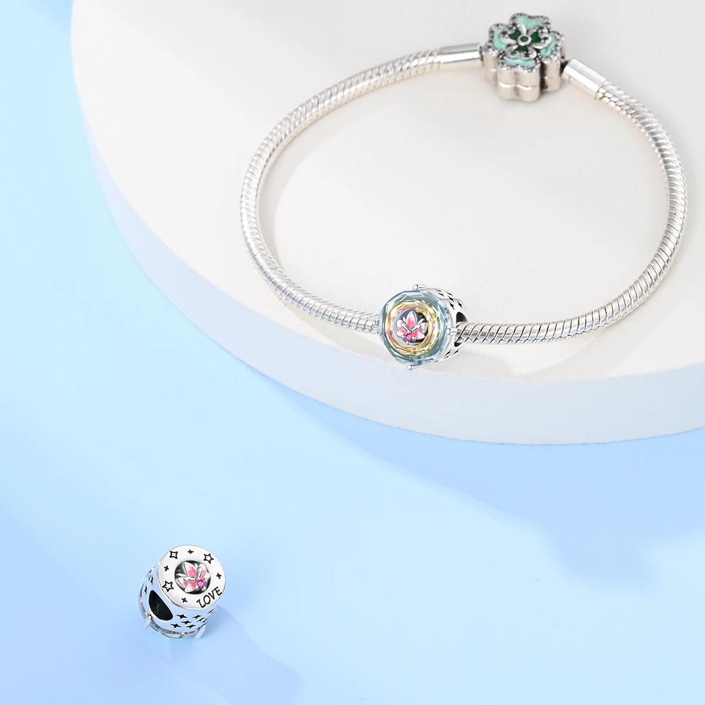 Copper Colors Magic Zircon Sparking Sun Elegant Lotus Charm Bead Charms Bead Charms Compatible With Authentic Bracelets Do It Yourself Fine Jeweller