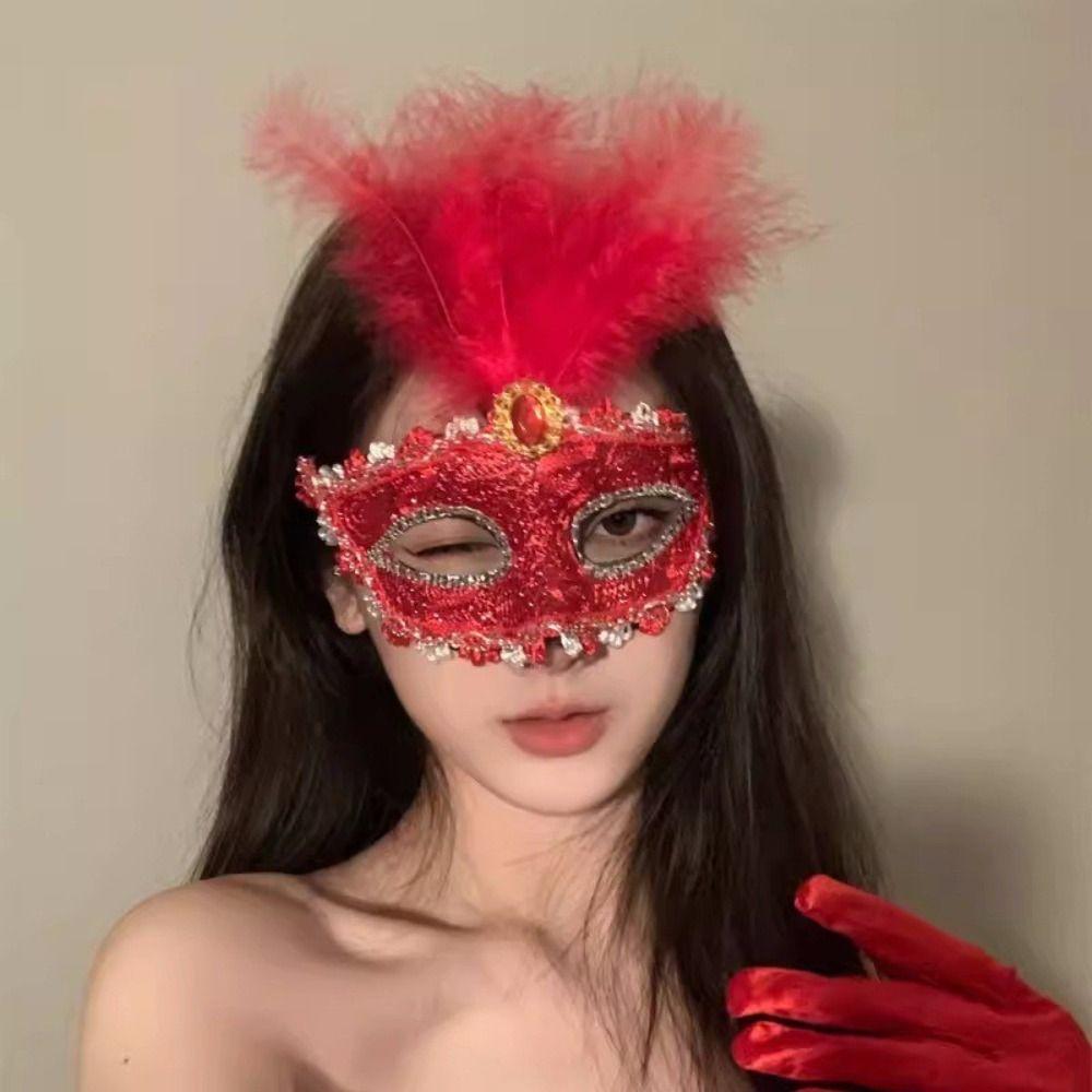 1Pcs Lace Half Face Mask Peacock Feathers Masquerade Mask Luxury Party Mask For Adult Child