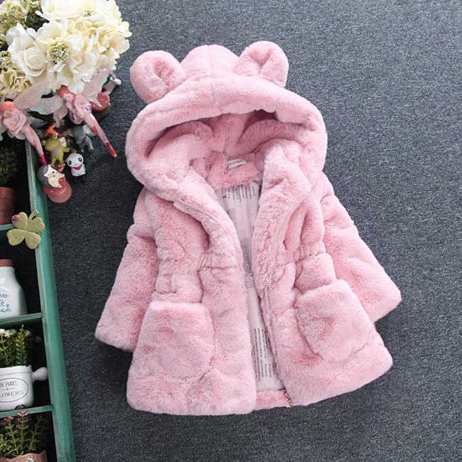 Girls Coats Rabbit Ears Plush Baby Jacket Christmas Sweet Princess Autumn Winter Warm Hooded Outerwear Toddler Clothes