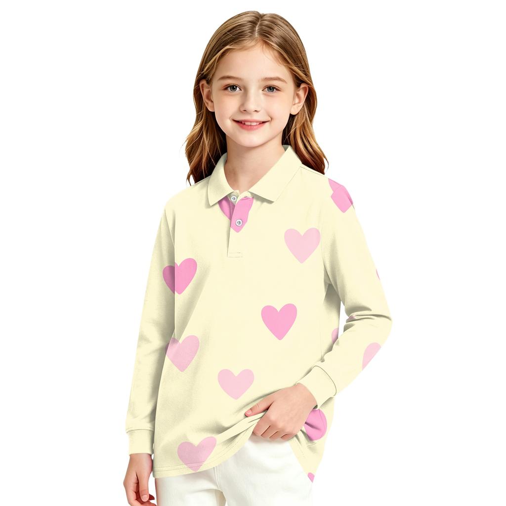 Girls' Long Sleeve Print School Uniform Blouse for Casual Formal Wear