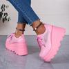 Damen Chunky Sneaker Rosa Damenschuhe Outdoor Skateboard Schuhe Sommer Komfort Schnürschuhe Damen Sneaker Keilabsatz Damen Schuhe