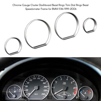 Chrome Gauge Cluster Dashboard Bezel Rings Trim Dial Rings Bezel Speedometer Frame for BMW E46