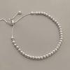 Adjustable Bolo Bead Bracelet Handmade Silver Bead Slider Bracelet for Women Alloy