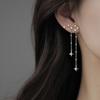 JWER Romantic French Silver Color Asymmetric Star Long Tassel Korean Fashion Zircon Drop Earring For Girl Women Birthday Gifts