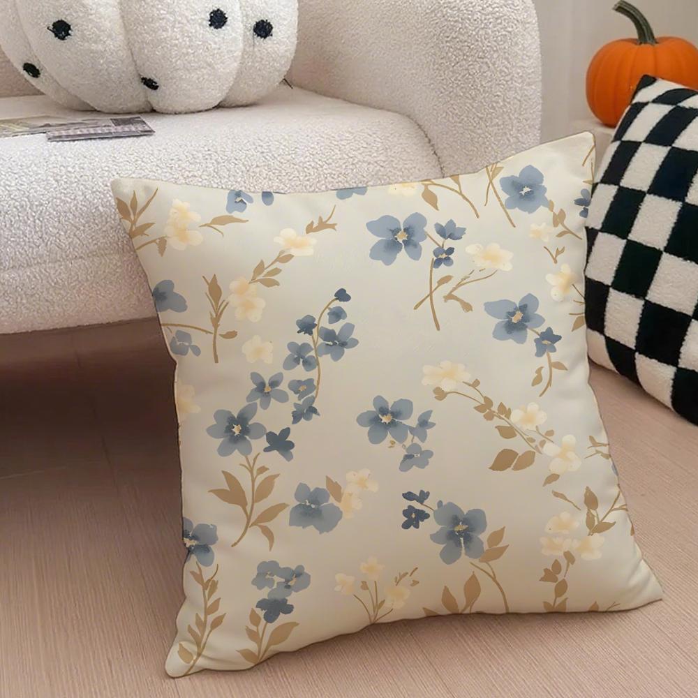 Fashion Retro Floral Classical Elegant Style Cushion Cover Linen Pillow Case Soft Breathable Protective Couch Room Decoration