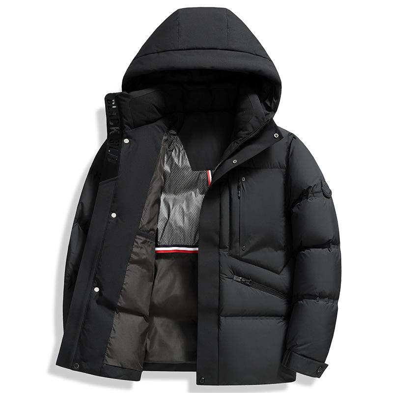 Men's 90% Duck Down Puffer Jacket - Short, Thick, Hooded Winter Coat for Extreme Cold Protection
