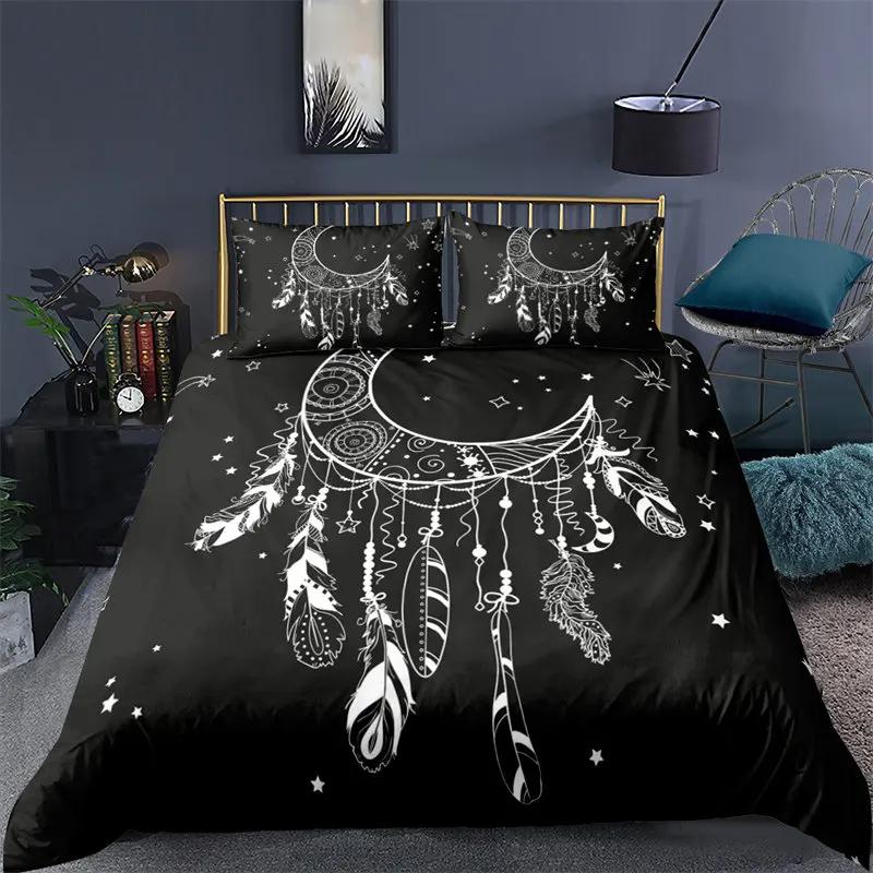 

Soft Dreamcatcher Bedding Set Bohemian Mandala Feather Print Duvet Cover Twin Queen Microfiber Comforter Cover For Bedroom Decor EU Single(135x200cm)