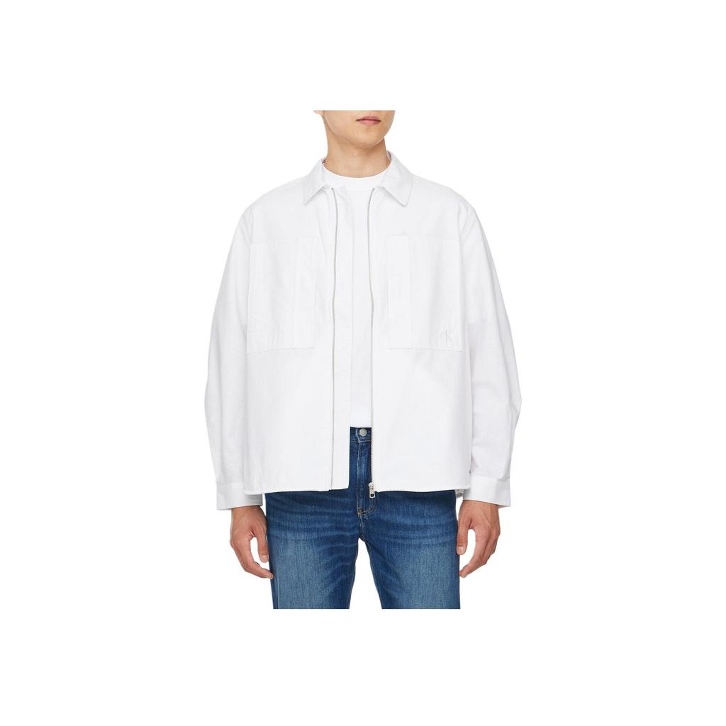 Calvin Klein Solid Cool Linen Shirt Jacket Men Jackets White J326063-YAF