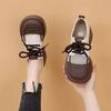 Lace-up thick-heeled small leather shoes for women in the summer of 2025, new breathable mesh single shoes, thick-soled heightening work loafers