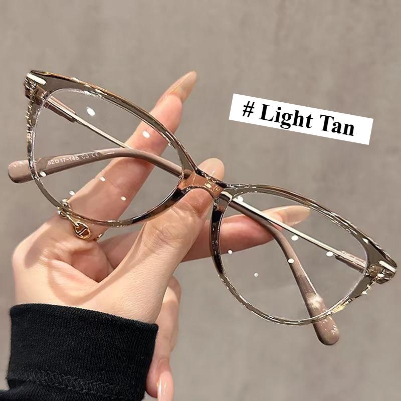 0 To+4.0 Ultra Light Cat Eye Reading Glasses Anti Blue Light Metal Presbyopia Temperament Style Suitable for Various Face Shapes
