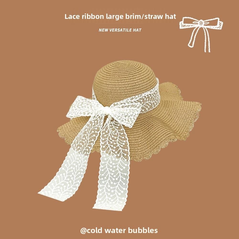 

Paper Straw Big Brim Sun Hat For Women With Lace Embellishments Summer Sun Protection Style 26