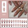 24 יחידות ציפורניים מלאכותיות שקדים להדבקה על הציפורן, קצה צרפתי, ציפורניים לחיצה, ציפורניים מלאכותיות להדבקה לנשים וילדות