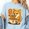 Cute Shiba Inu Ramen Noodle Shirt, Kawaii Japanese Food Graphic Tee, Anime Dog Lover T-Shirt, Harajuku Style Noodle Bowl Top