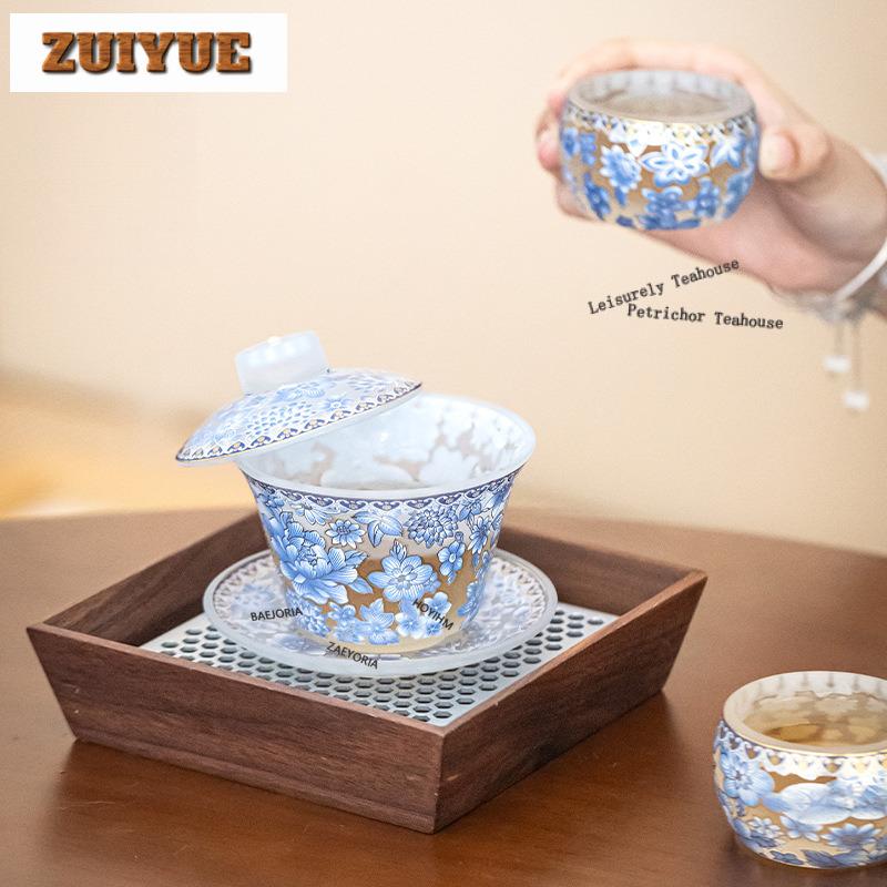 180ml Farbiges Emaille Kristallglas Gaiwan Kreative Teekanne Teeschale Mit Deckel Set Teezubereitung Abdeckung Schale Trinkgeschirr Verzierungen