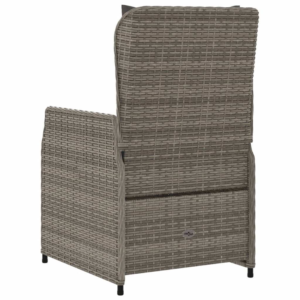 Garden Armchair 2 pcs Adjustable Grey Poly Rattan