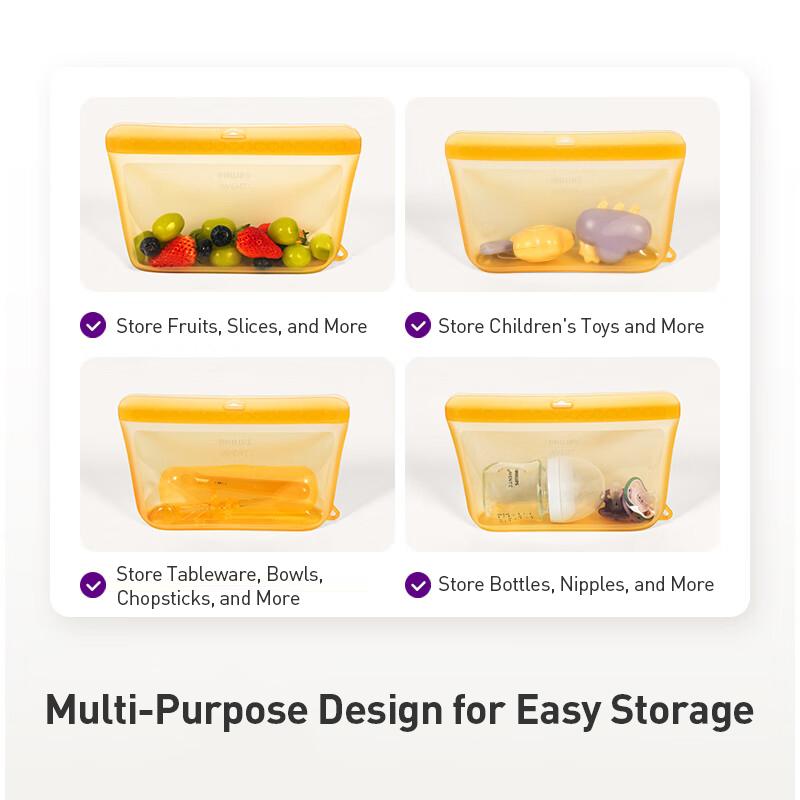 Philips Avent Silicone Food Friut Storage Bag 500ml/1000ml/1500ml