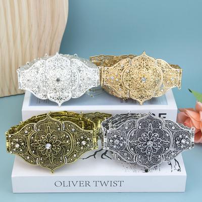 Caucasus Women Dress Belt Metal Waist Chain Adjustable Length Crystal Slavic Bridal Wedding Jewelry Caftan Robe Belt