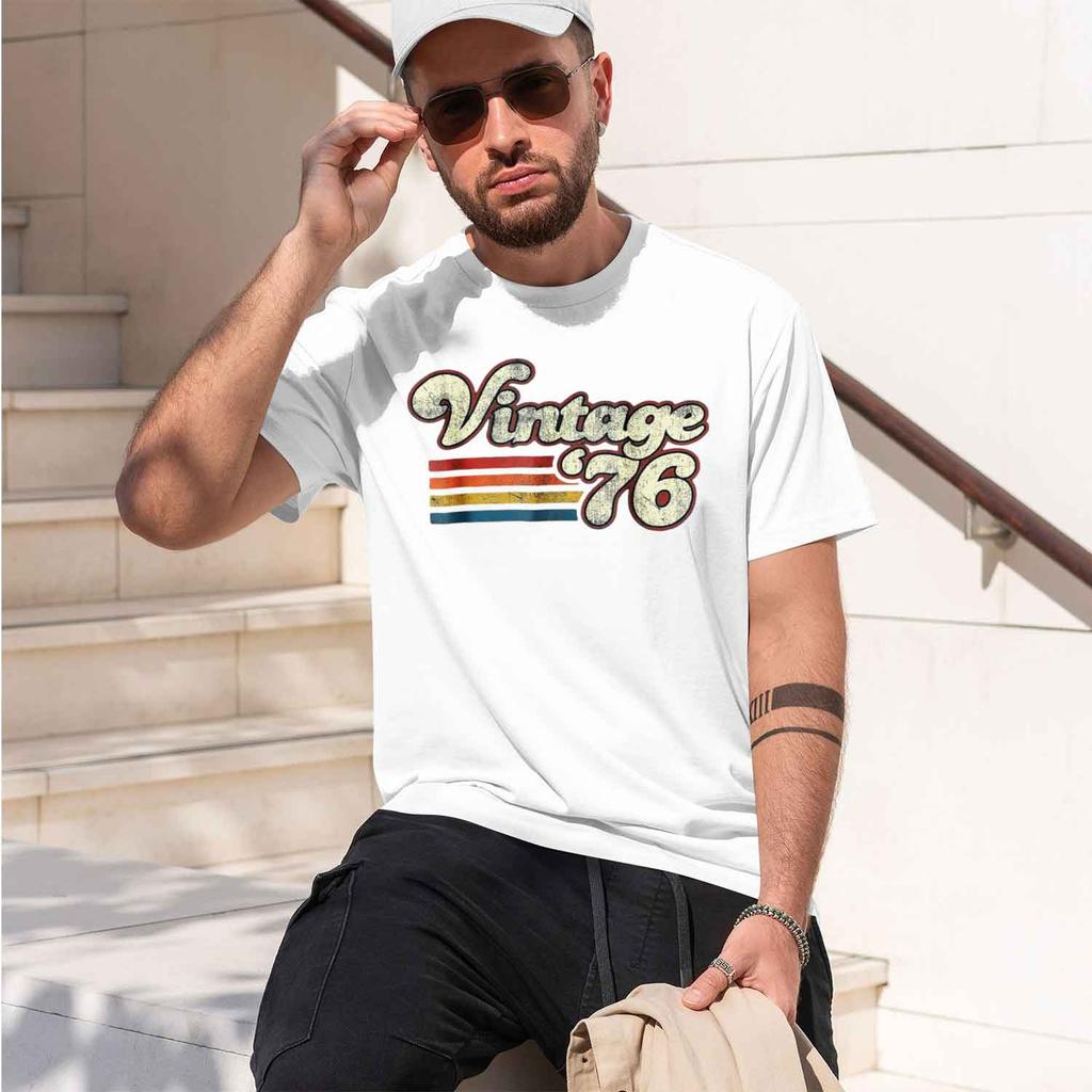 Vintage 1976 Birtay Tshirt Retro Casual Unisexs Clothing Vintage Clothes Camiseta Streetwear Ropa Hombre 2026 New Model Shortslee