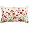 AVOIN Colorlife Valentine's Day Heart Flowers Throw Pillow Cover, 12 X 20 Inch Floral Anniversary Wedding Cushion Case Decoration for Sofa Couch