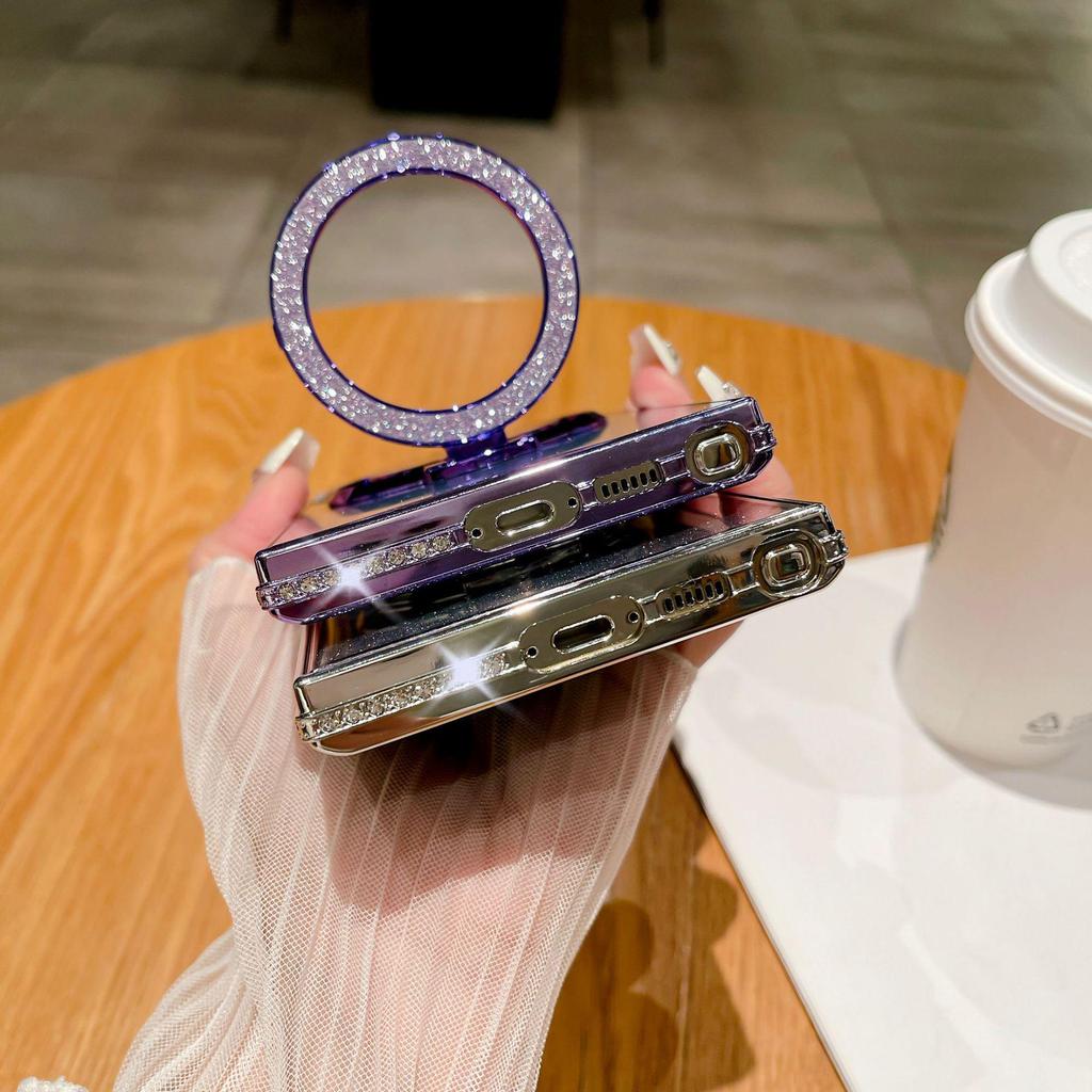 Samsung S26 Ultra Rhinestone Glitter Magnetic Phone Case Stand: Anti-drop, Soft, New
