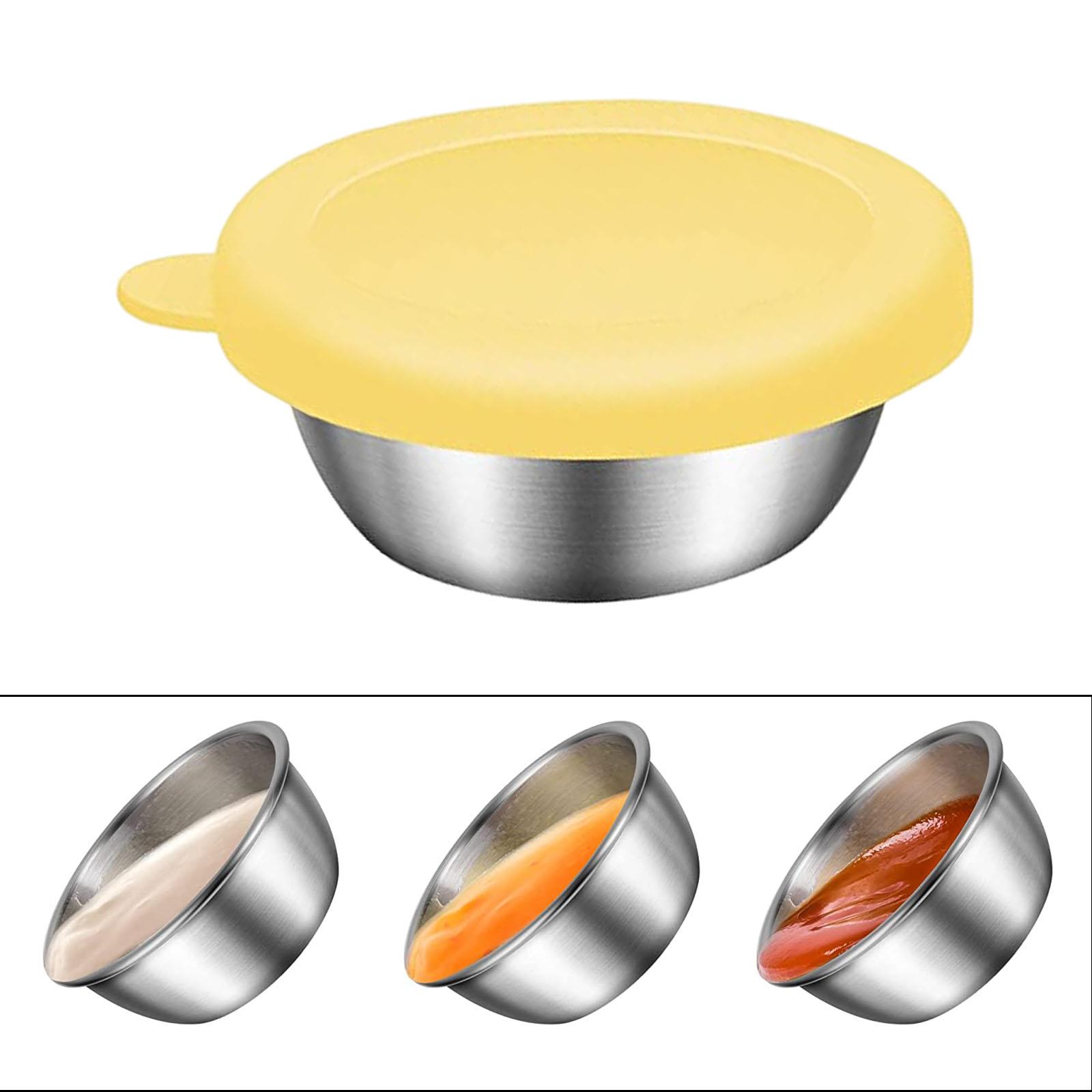 

Reusable Condiment Cup with Lids Stainless Steel for Kids Lunch Box Picnic жовтий