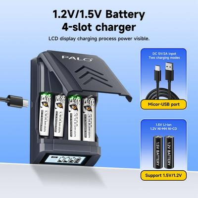 Rechargeable Battery 1.5V Li-ion AAA AA Batteries+LCD Display Charger For Li-ion Ni-Mh Ni-Cd AA AAA Battery