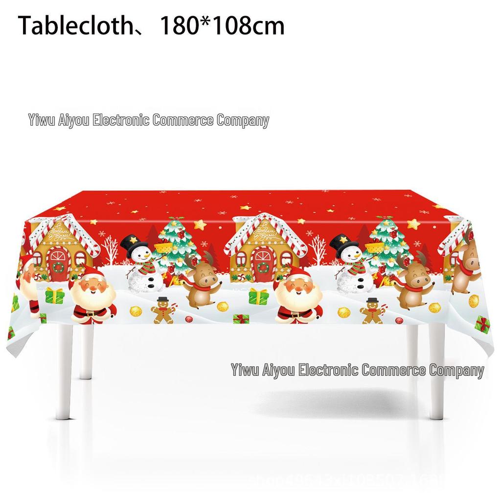 Christmas Party Disposable Set: Plates, Cups, Napkins, Banners, Cutlery