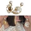 Coastal Style Drop Earrings Shell And Crab Design Asymmetric Alloy Jewelry Versatile Vacation Ear Accessories