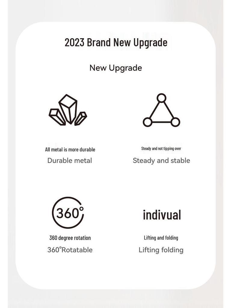 Universal 360° Rotating All-Metal Tablet Stand for Desktop Lifting, Folding, and Live Broadcasting