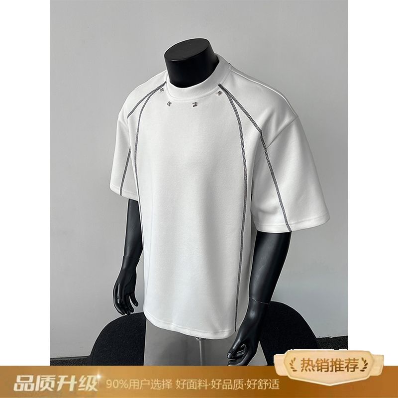 

Американская Хай-стрит Яркая Линия Футболка Мужская Летняя Свободная С Круглым Вырезом Рукав-Ротатор 3XL белый