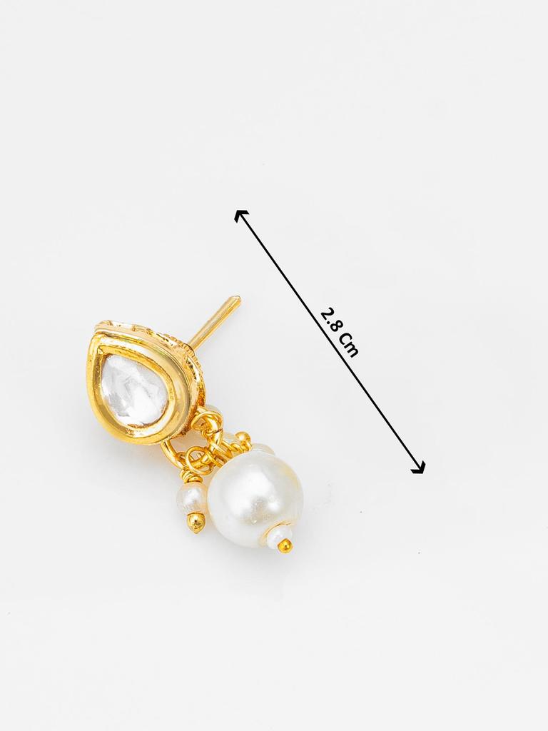 Gold-Plated White Stone-Studded & Beaded Handcrafted Jewellery Set