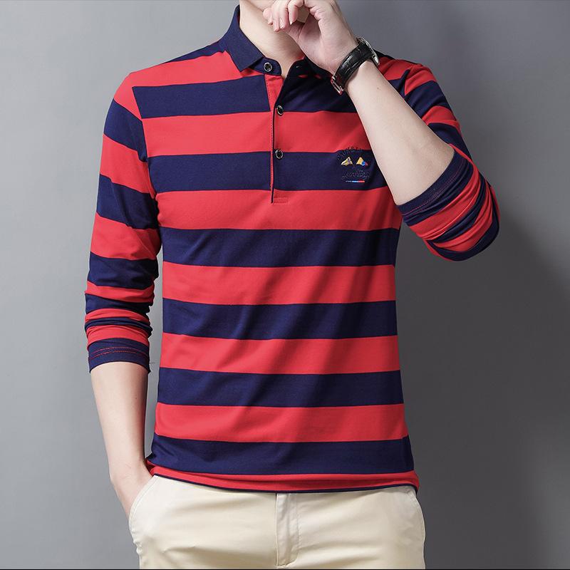 Новая мужская рубашка поло весна-осень с длинным рукавом и базовой рубашкой — фото 12