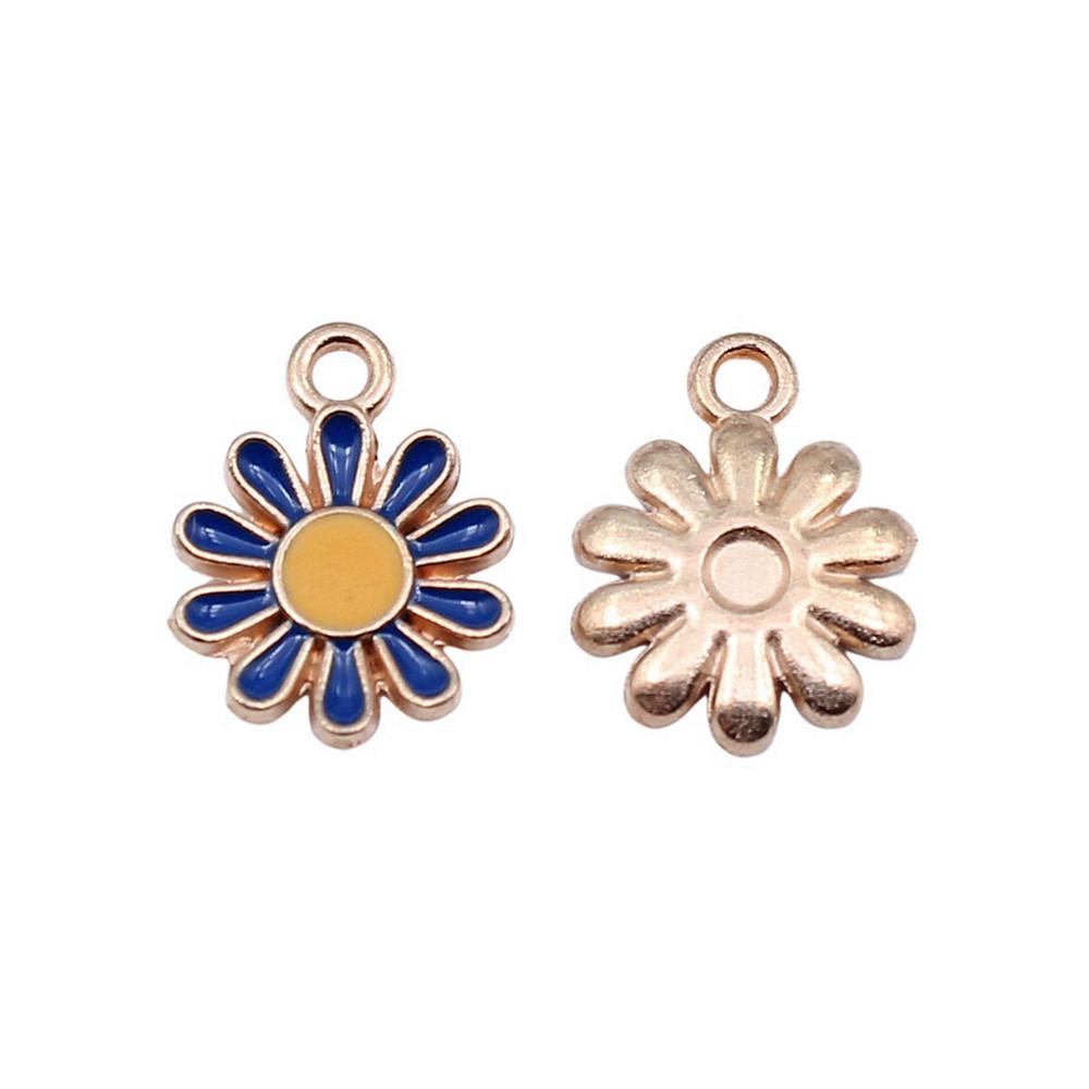 Enamel Charms Multi Color Flower Pendants For Floral Themed Jewelry