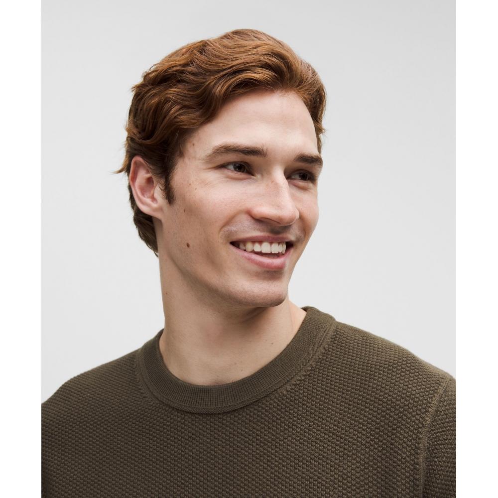 Lululemon Textured Knit Crewneck Sweater Olive Brown