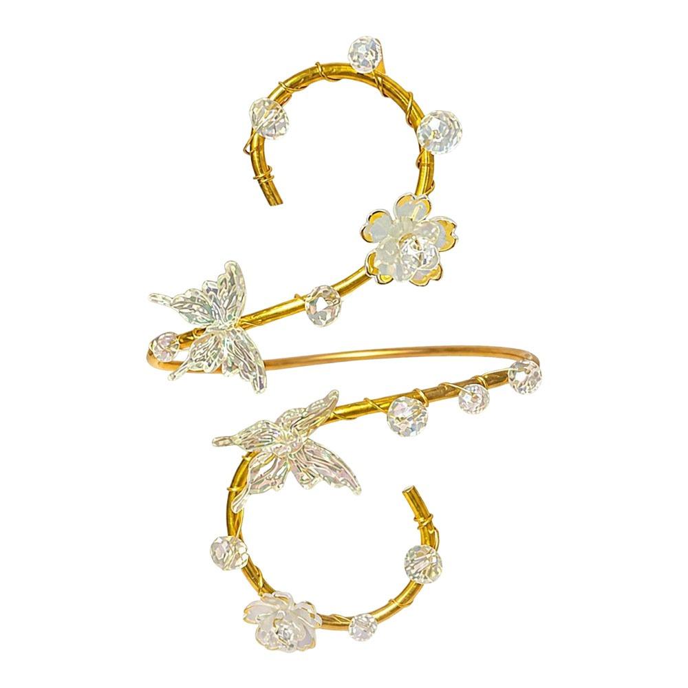 Verstellbares Oberarmband Schmetterlingsblume Offener Armreif Mode Körperschmuck Manschette Damen