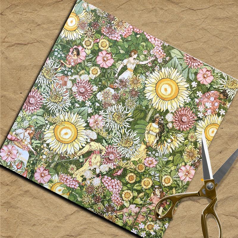 Retro Goddess Garden Journal Decorative Paper: 12 Sheets of Plants & Flowers Stickers