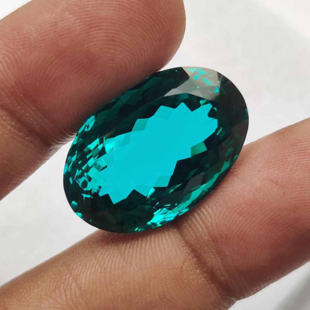 38.10 Carat, Oval Cut Natural Glass Stone, Faceted Loose Stone, 26x17x14 Size Stone.