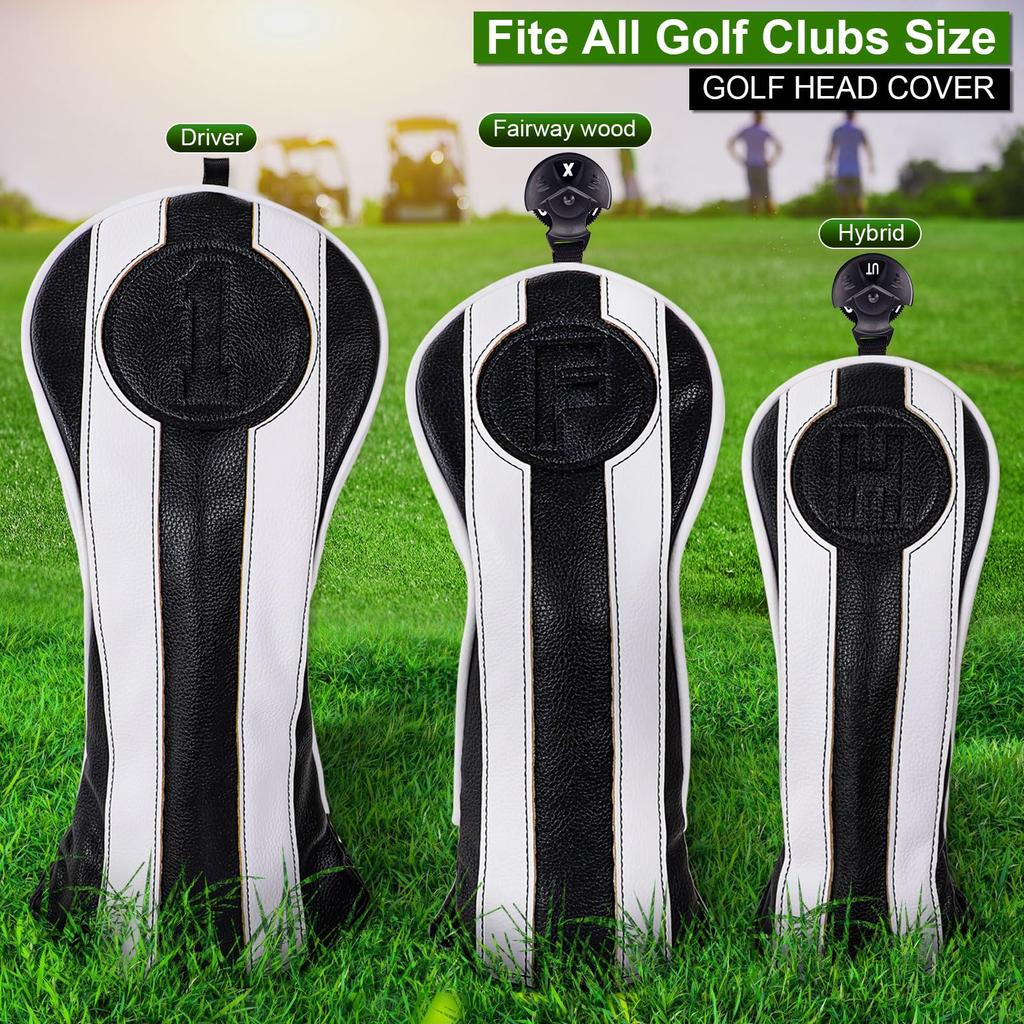 Big Teeth Golf Set Individual Golf Wood Cover Golf Driver Fairway Wood Utility Cover Headcovers, 3-Piece (1 FUT) / Set, Cover, Cover, (DR)