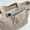 Large Capacity Nylon Tote Bag for Women Lightweight Shopping Shoulder Bag with Multiple Pockets and Zipper Closure for Daily Use