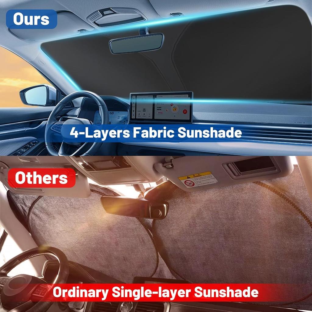 Windshield Sun Shade for Toyota Tacoma 2016-2025,  Fit Car Sun Shades with 420D Fabric & Foldable Memory Steel Wire, Sunshade for Car Windshield