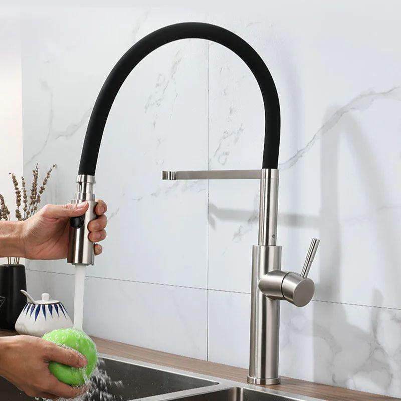 304 Stainless Steel Vegetable Basin Faucet Black Silicone Hose Faucet Kitchen Sink Faucet Nickel Hot And Cold Mixed Sink Tap