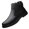 Large size cross-border round head Chelsea boots British foot leather boots Business men's boots Fleece thermal shoes are sent on behalf of others.