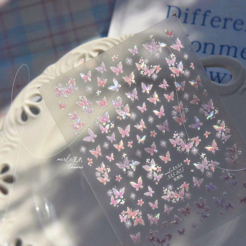 

Shell Light XINGX Butterfly Nail Sticker Relief 3D New Arrival 5D Stereo Internet Celebrity Ins Japanese Style Fairy Nail Sticker Pink Star Butterfly 803