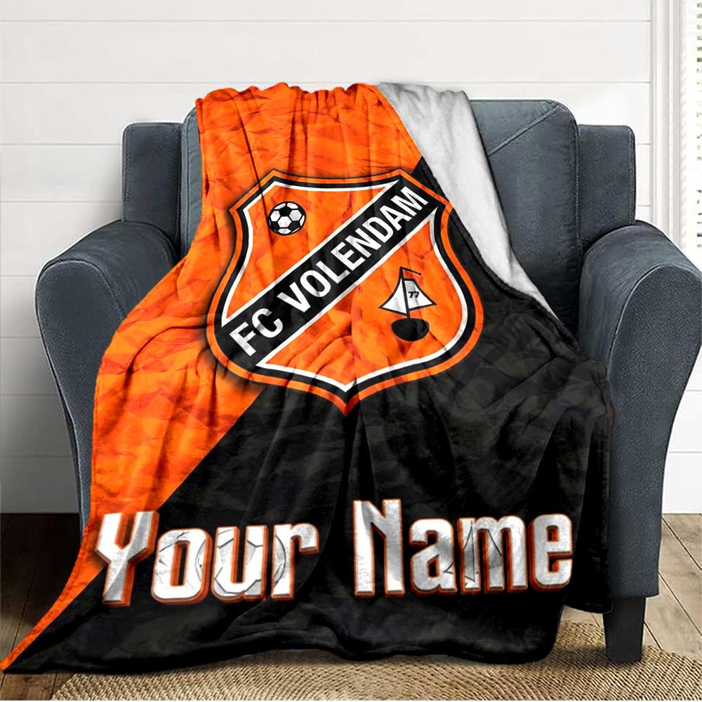 Name Custom FC Volendam Print Flannel Blanket High Quality Warm Comfortable Cover for All Seasons Perfect for Gifts Home Decor