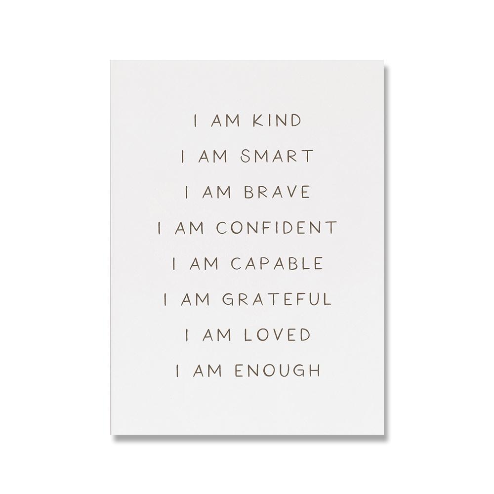 I Am Kind Smart Loved Inspirational Quote Art Print and Poster Nursery Wall Art Affirmations for Kids Canvas Painting Home Decor No Frame